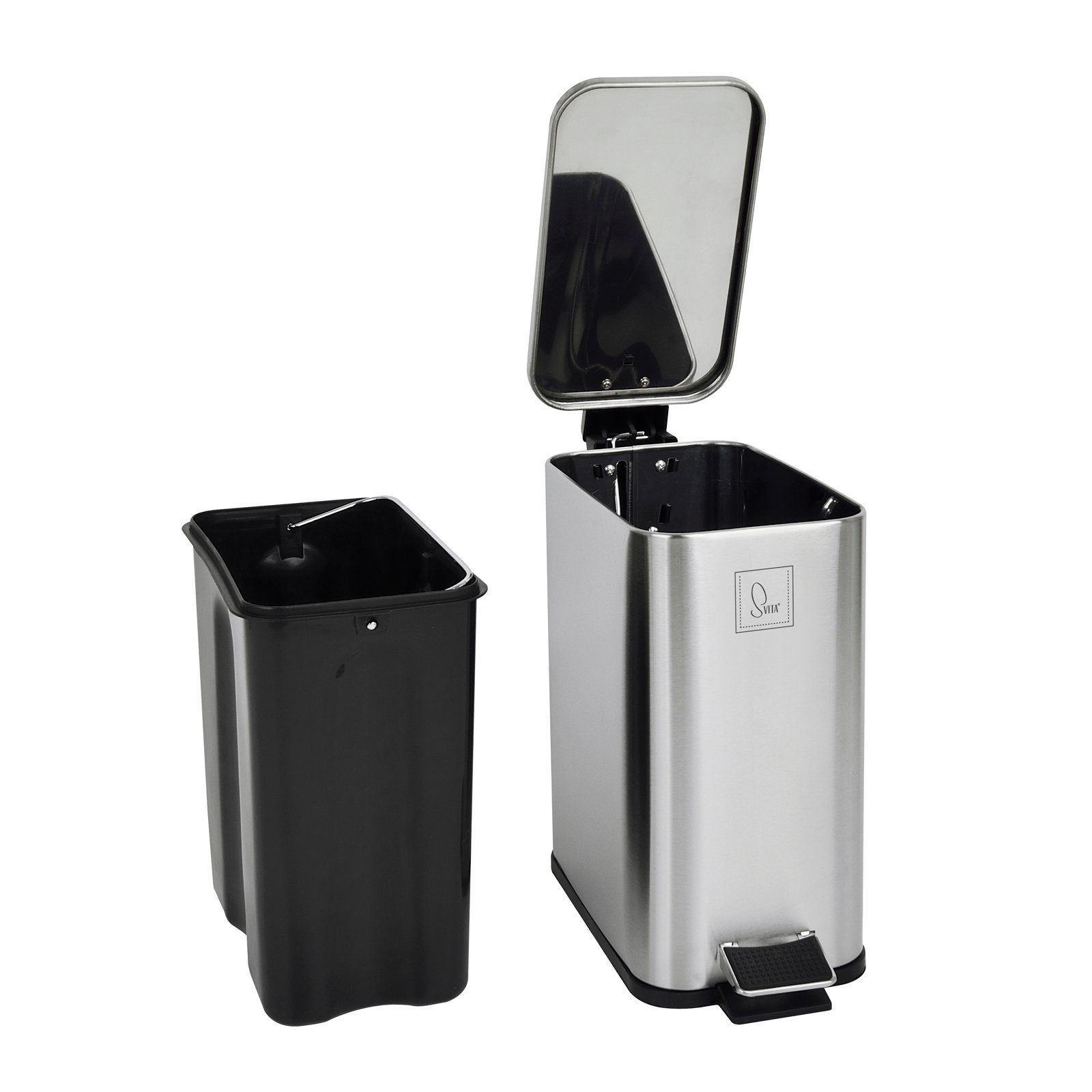 SVITA Mülleimer ST5, Treteimer, Softclose-Funktion, 5L, Edelstahl, Silber