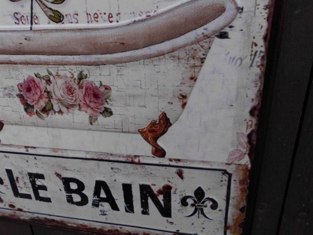 Das Bain cm - St) (1 30 Bad Deko-Impression x Antikstyle Le 30 Wandbild Wandschild Eisen Wanddekoobjekt