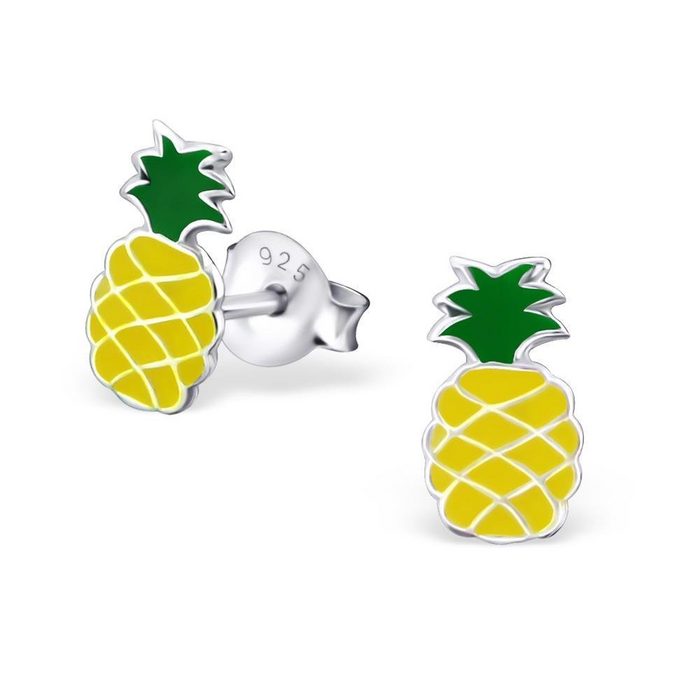 BUNGSA Ohrring-Set Ohrstecker Ananas aus 925 Silber Kinder (1 Paar (2 Stück) 2-tlg) Ohrschmuck Ohrringe