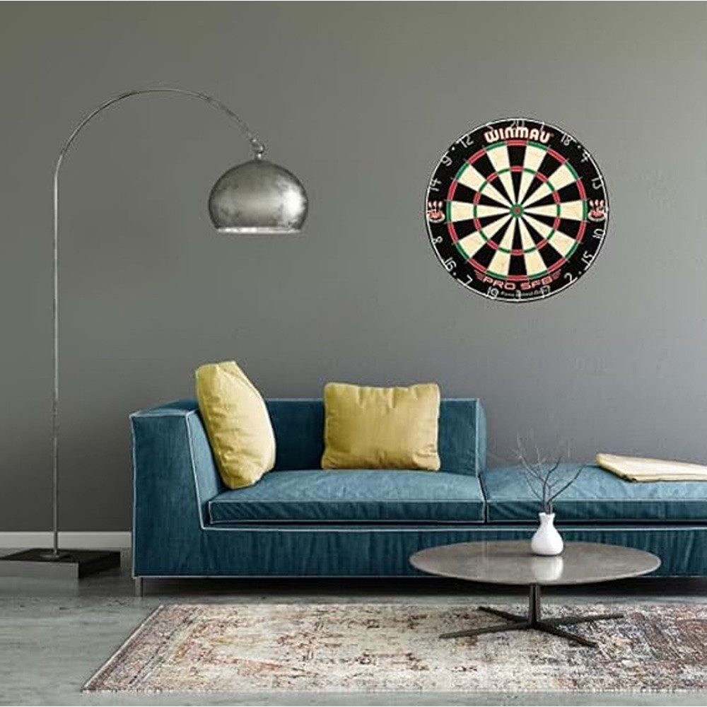 Carromco Dartscheibe Winmau Borsten Dart Scheibe Pro SFB, Darts, Steeldart, Sisal Dartboard mit 3 Stahldarts & 3 Softdarts