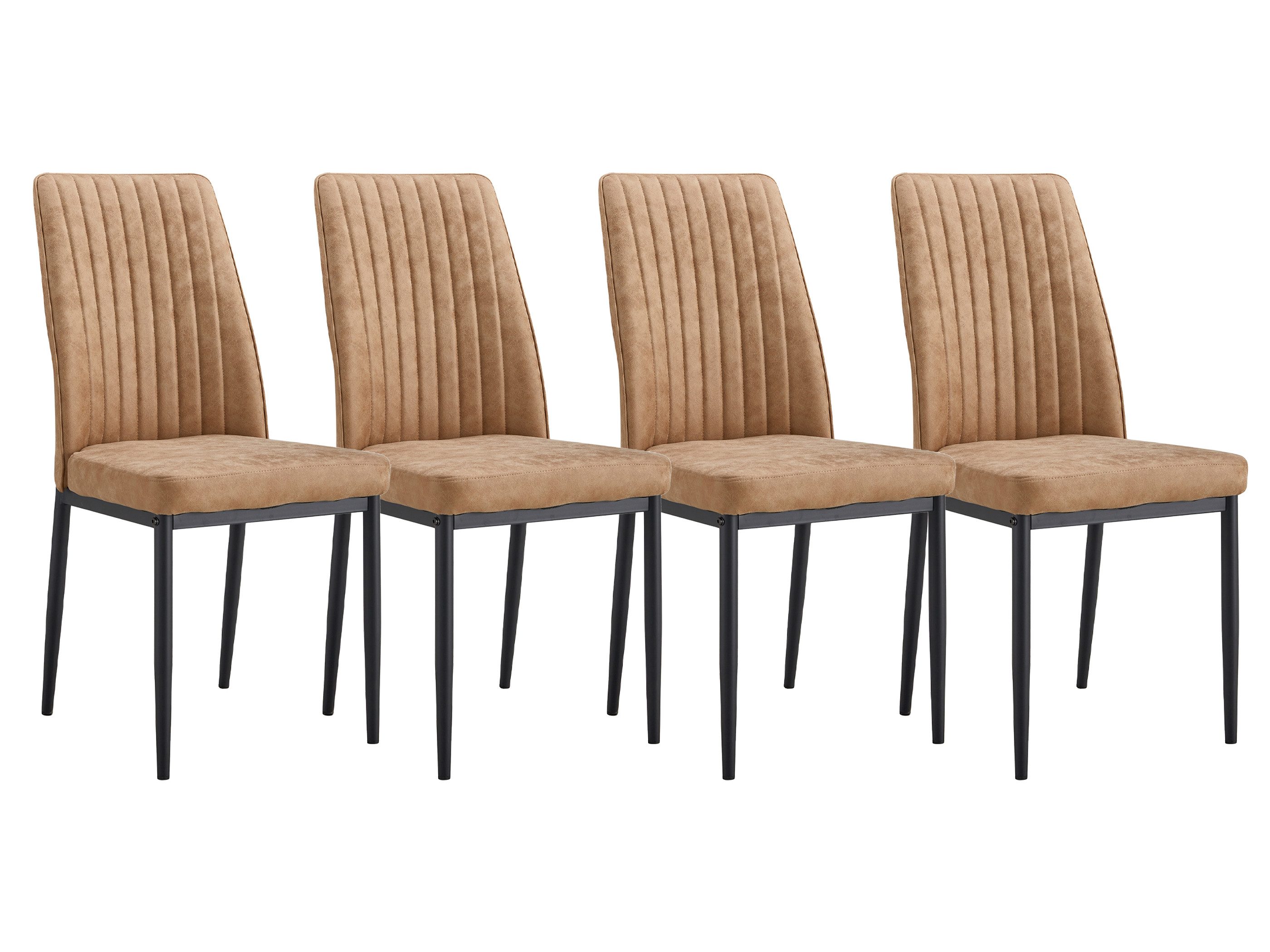 SeedWave Esszimmerstuhl 4er Set Küchenstuhl PU-Leder Polsterstuhl mit Erhöhter Rückenlehne, Metallfüße mit Anti-Rutsch-Pads