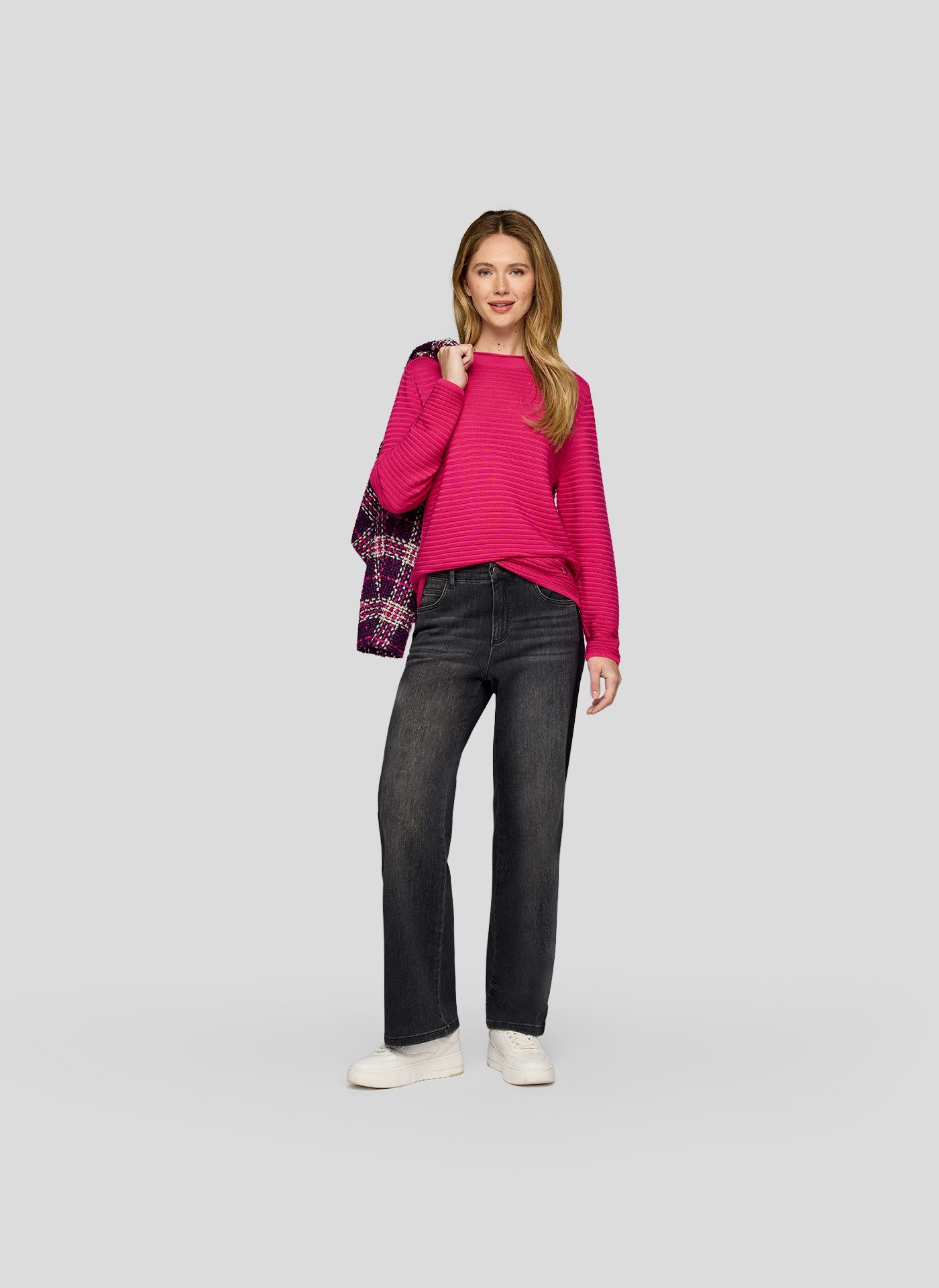 Rabe Rundhalspullover mit Streifen Muster