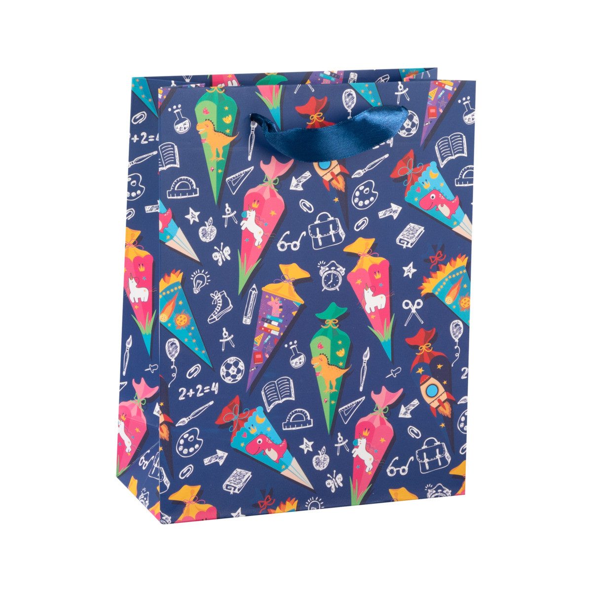 Idena Tragetasche Geschenktasche - Schultüte blau, 18 x 23 x 8 cm, 210g/m²