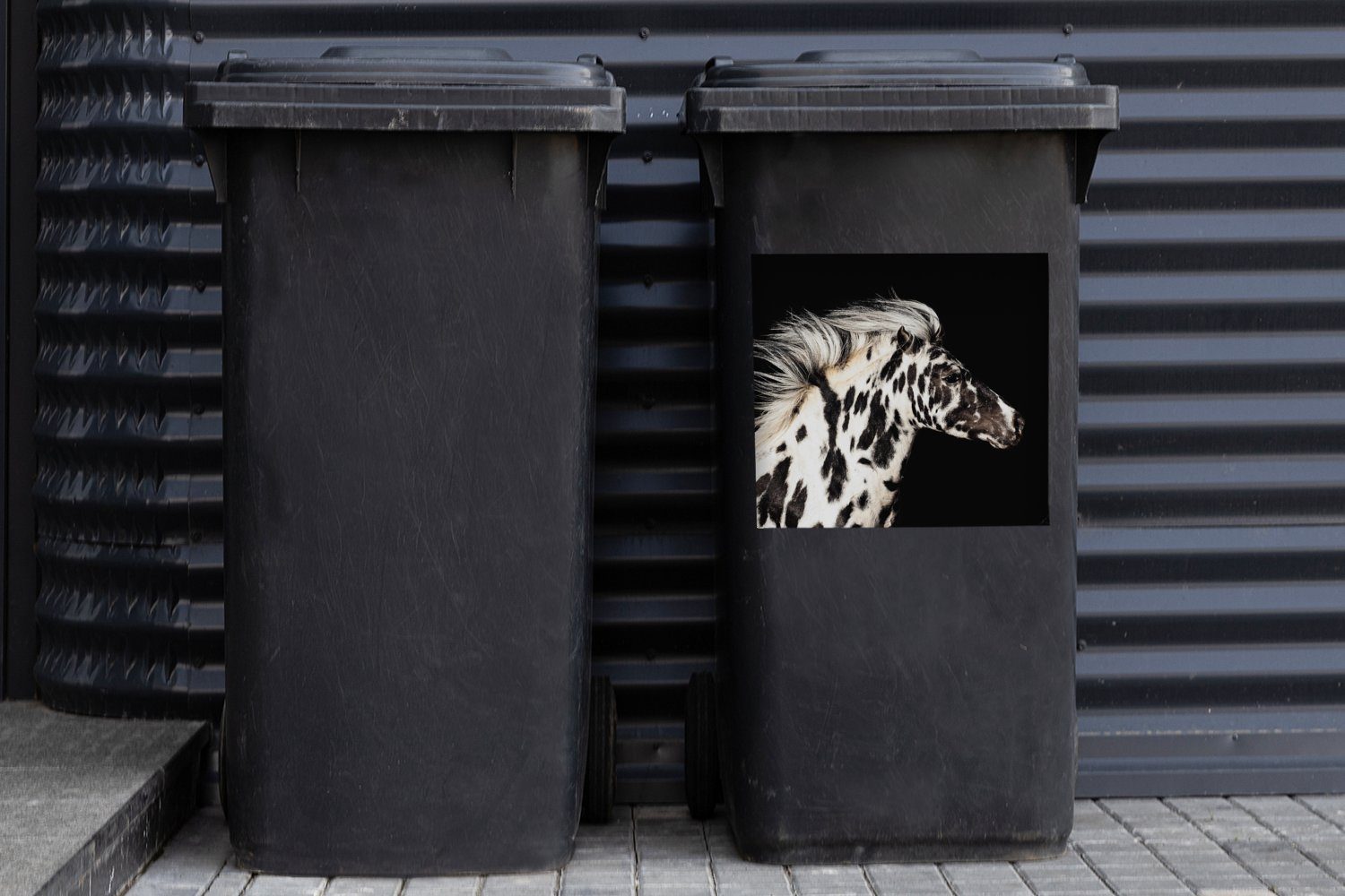 - Mülltonne, Wandsticker Tier Abfalbehälter Sticker, MuchoWow Container, (1 Mülleimer-aufkleber, Pferd - Punkte St),