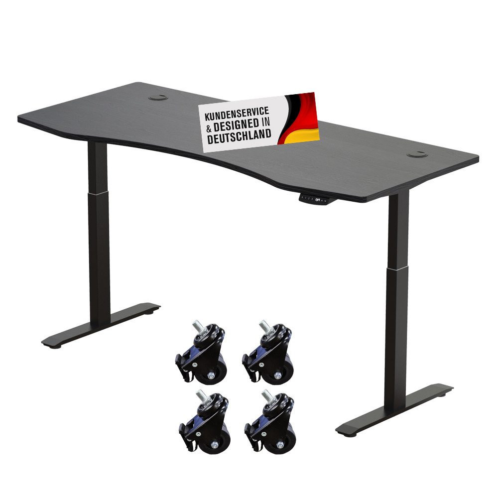 PROMAFIT Arbeitstisch Schreibtisch Stehtisch mit elektrischer Höhenverstellung (Set, 1-St., Tischplatte mit Gestell), Tischplatte 180 oder 150 cm & 3 Memory Funktionen