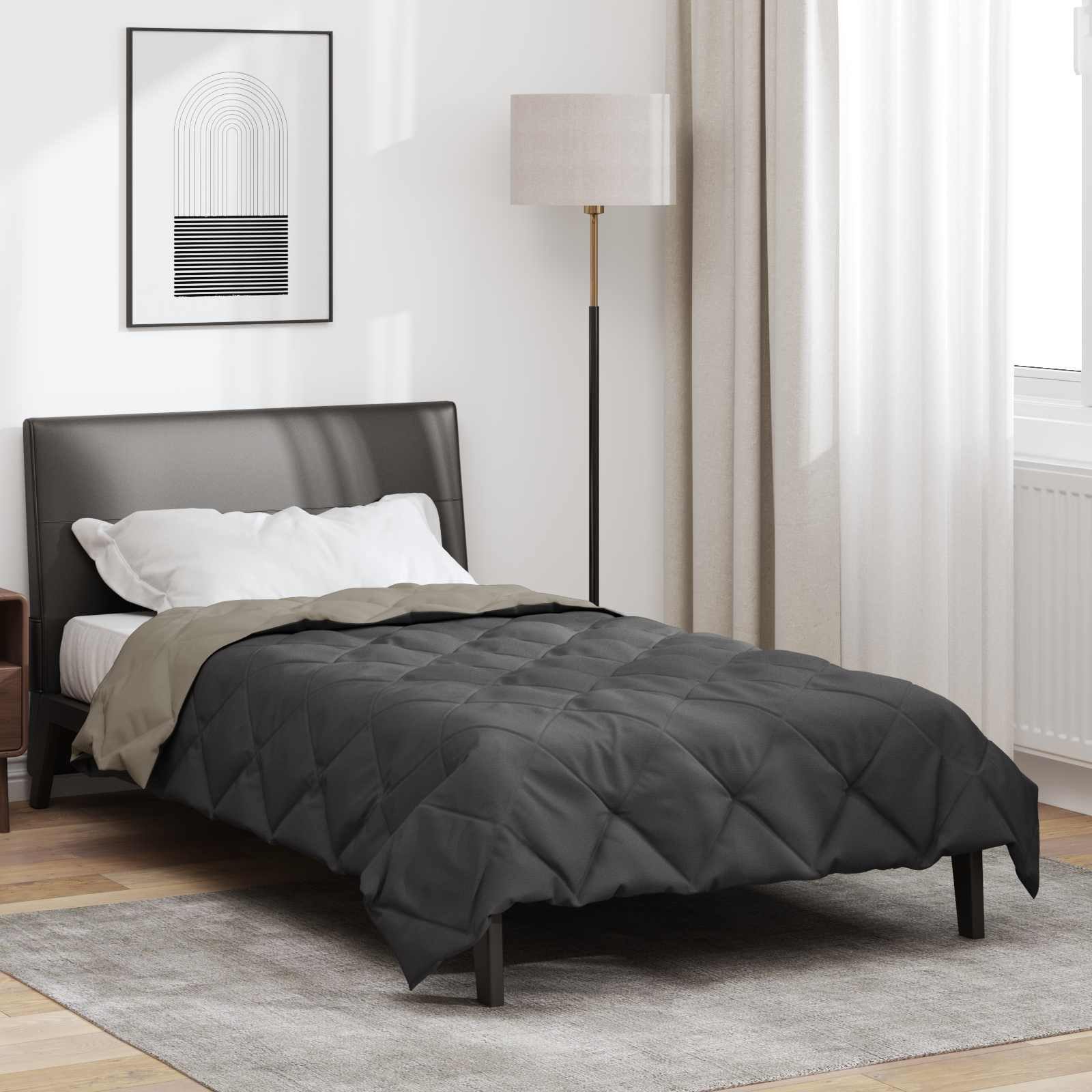 vidaXL Bett Ganzjahresbettdecke Hellgrau und Anthrazit 135 x 200 cm (1-tlg)