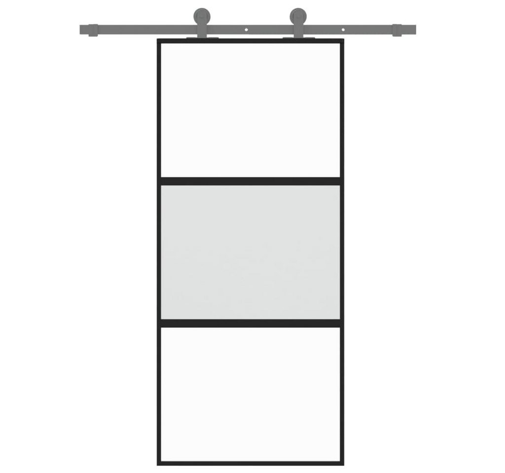 Thumbnail - vidaXL Haustür Schiebetür Schwarz 90x205 cm Hartglas und Aluminium (1-St)