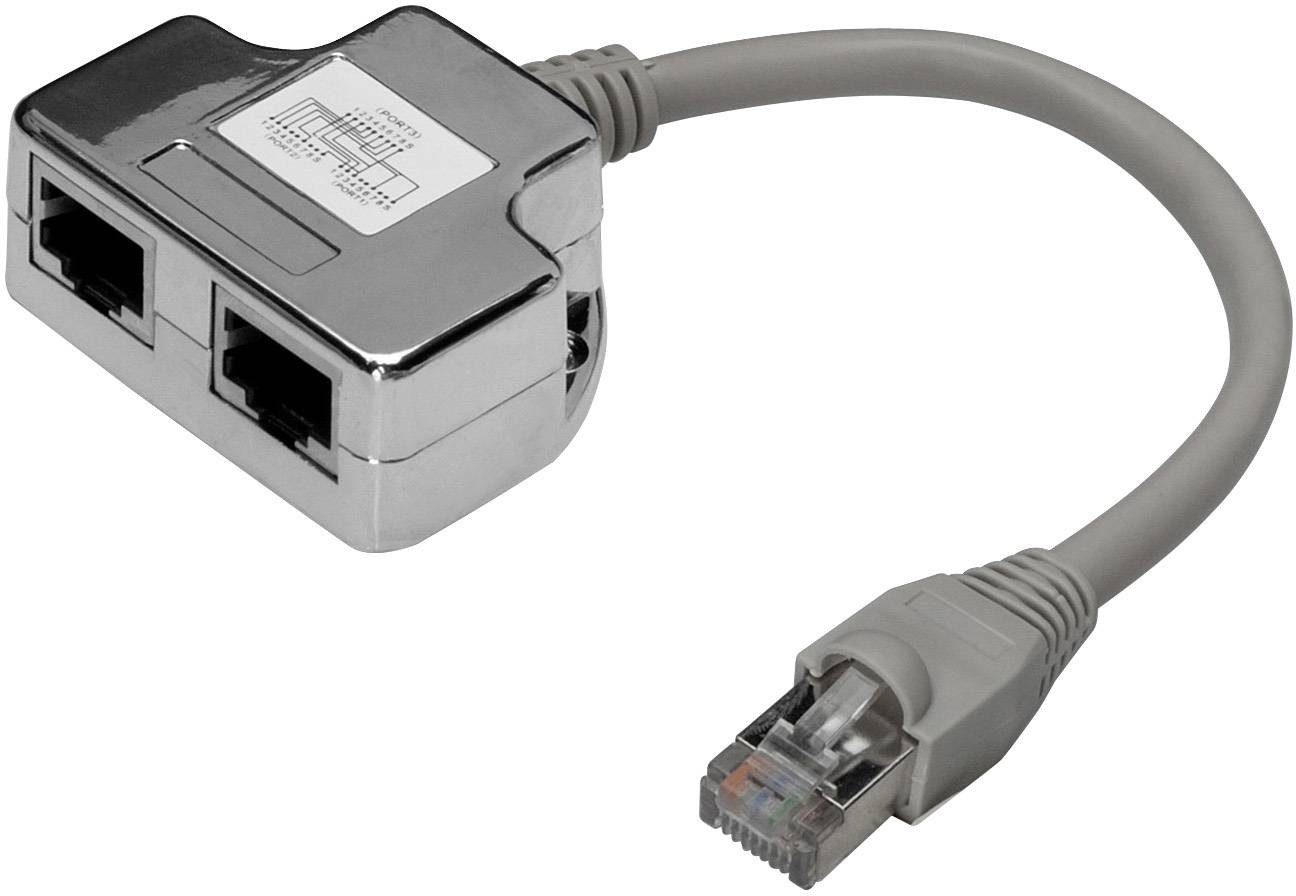 DIGITUS T-Adapter RJ45 CAT5e 19cm 1xRJ45 Stecker auf 2xRJ45 Buchse ... Computer-Kabel