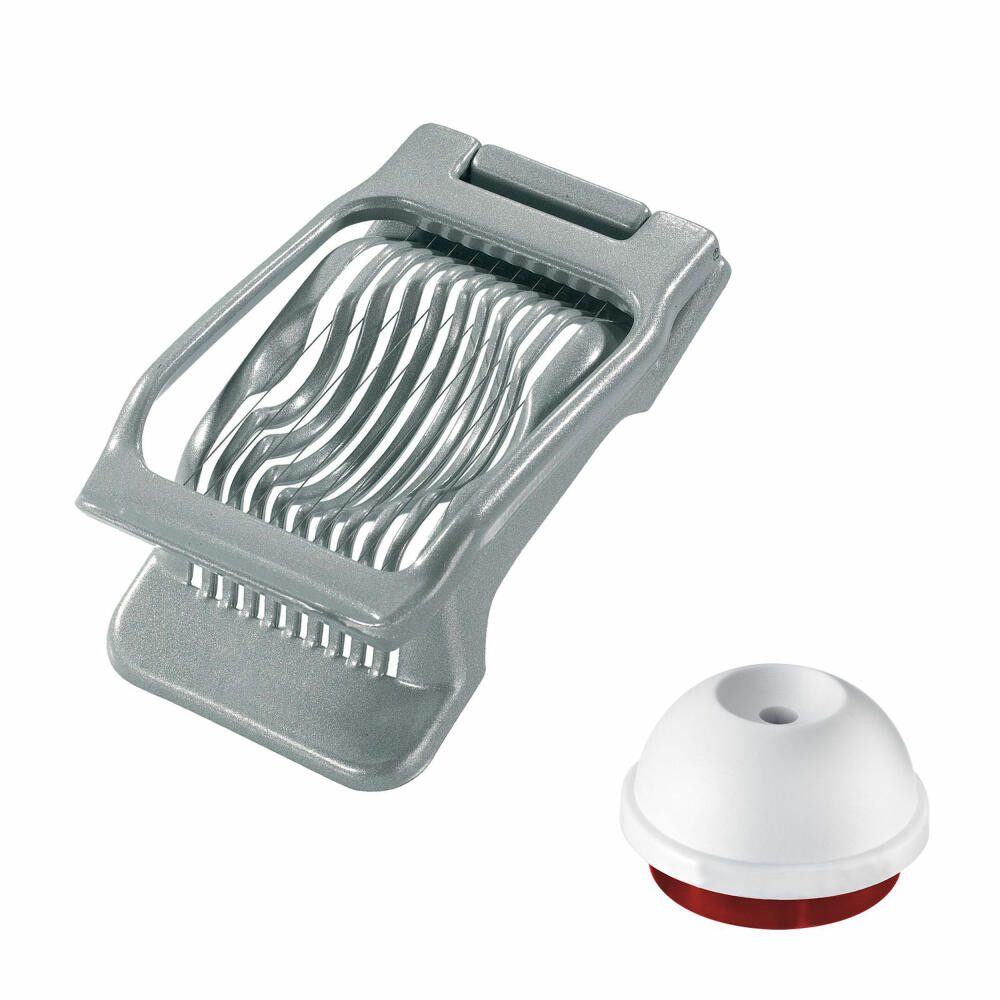 WESTMARK Eierschneider Set, 2tlg., 1 Eierteiler für runde und ovale Scheiben + 1 Eidorn/Eier, Made in Germany, rostfrei, lebensmittelechte Beschichtung