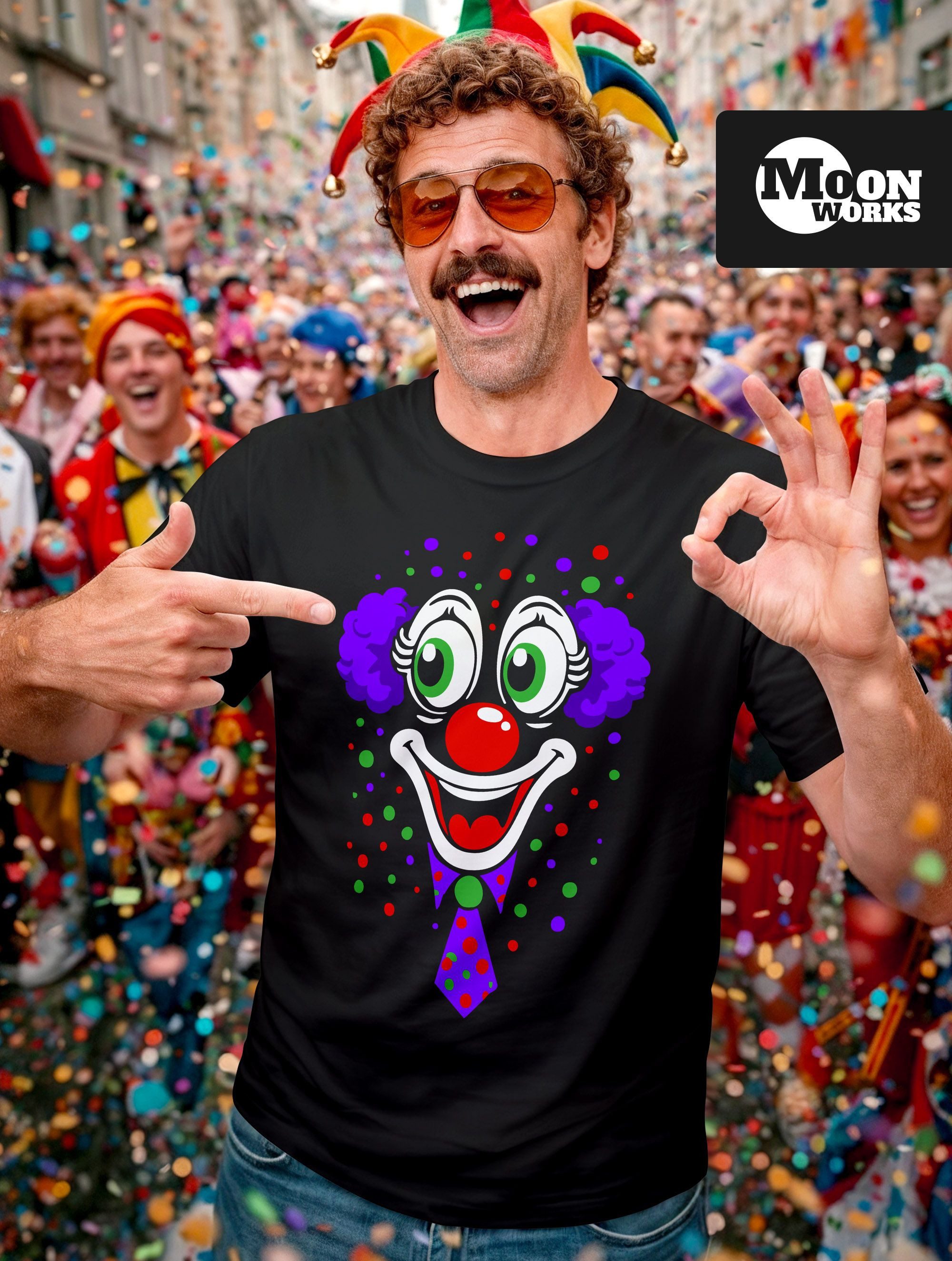 MoonWorks Print-Shirt Herren T-Shirt Clown Gesicht Fasching Karneval Kostüm günstig online kaufen