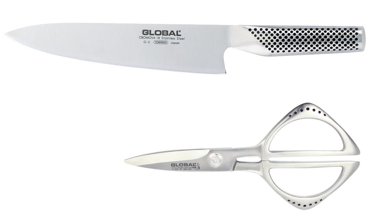 GLOBAL Messer-Set Global G-2210 Set: G-2 Kochmesser und Schere GKS-210, GKS-2210
