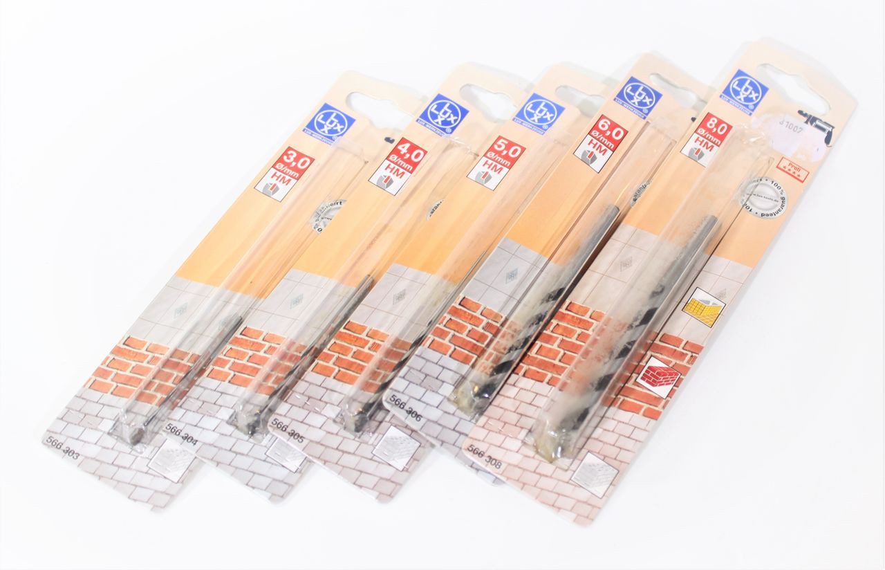 Lux Fliesenbohrer LUX Mauerbohrer Fliesenbohrer Set 5-tlg. ø3,4,5,6,8mm HM Дрель …