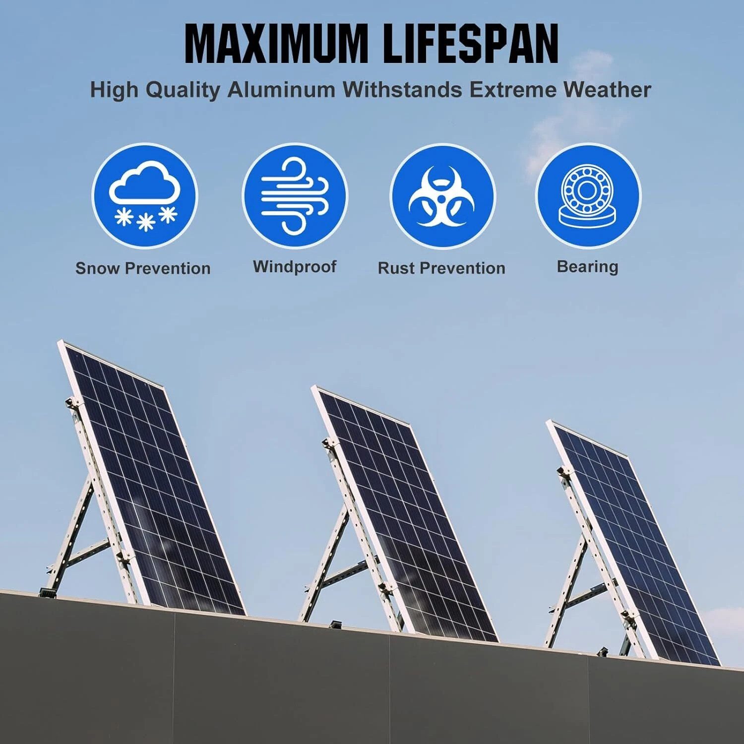 Rhein Beleuchtung Solarmodul-Halterung Einstellbare Solarpanel Halterung 114/118cm mit Balkonhaken, (bis 44 Zoll, Set, 4-tlg., Aus Edelstahl als Solarmodul Halterung für Balkonkraftwerk, Universelles Design, spart Platz am Balkon, steigert Solarertrag)