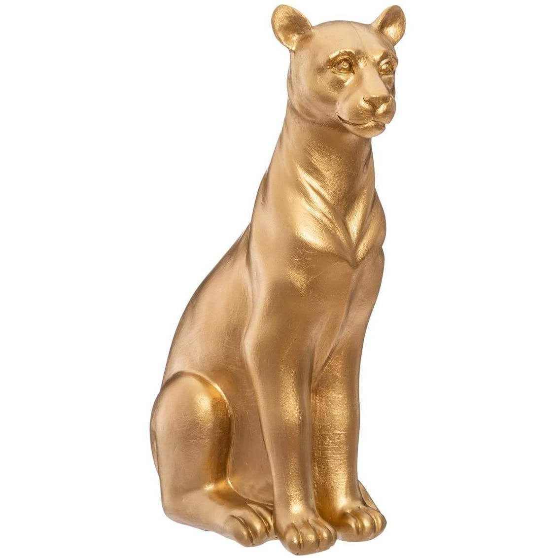Atmosphera Créateur d'intérieur Dekofigur Goldene Dekofigur Panther, Polyresin, H. 23 cm (Deko-Objekt, Deko-Objekt)