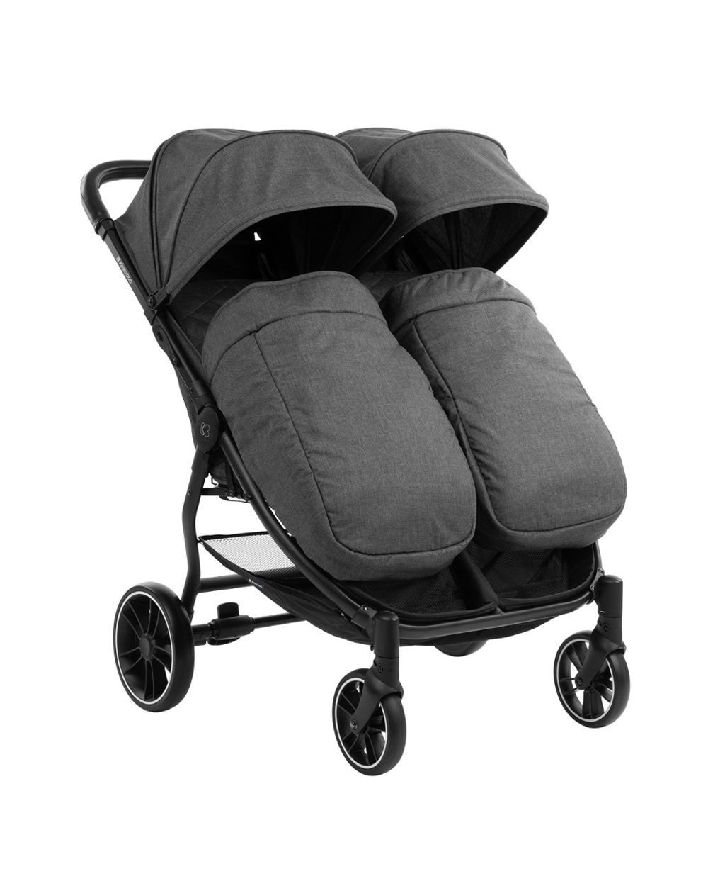 Kikkaboo Geschwisterwagen Zwillingskinderwagen Happy 2, faltbar, Regenschutz, Fußsack, gefedert