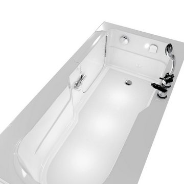 AcquaVapore Badewanne Seniorenwanne mit Tür S17-R 75x150 cm, mit Fußgestell und Ablaufarmatur