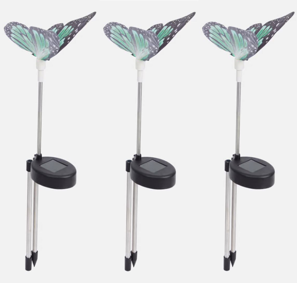 ZD Trading LED Solarleuchte 3 Stück Schmetterling Solar-LED 63 cm