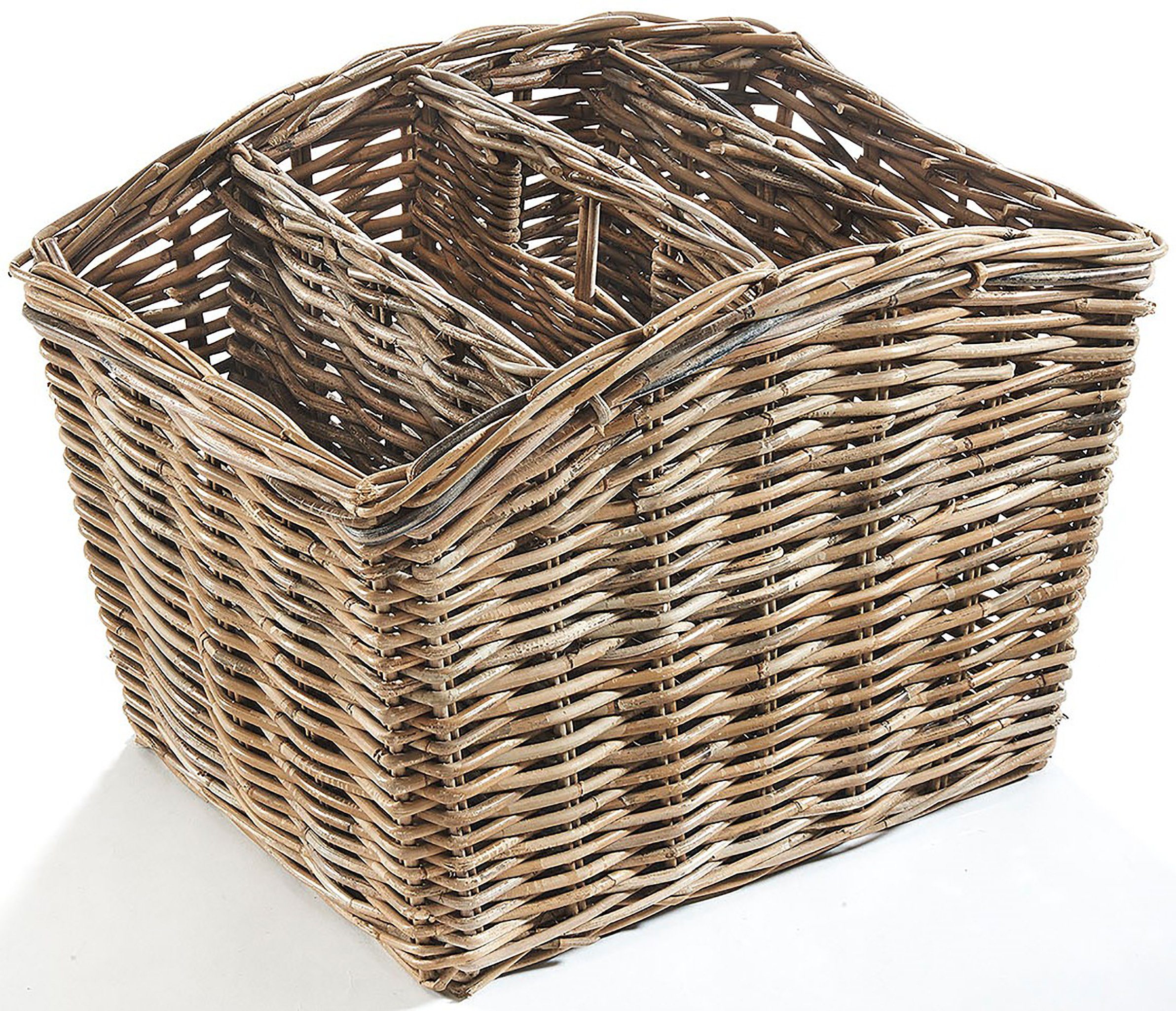 Kobolo Zeitungsständer Magazinsammler aus Rattan 4 Fächer kubu grey - Zeitungskorb Aufbewahru (Stück, 1 St), Rattan