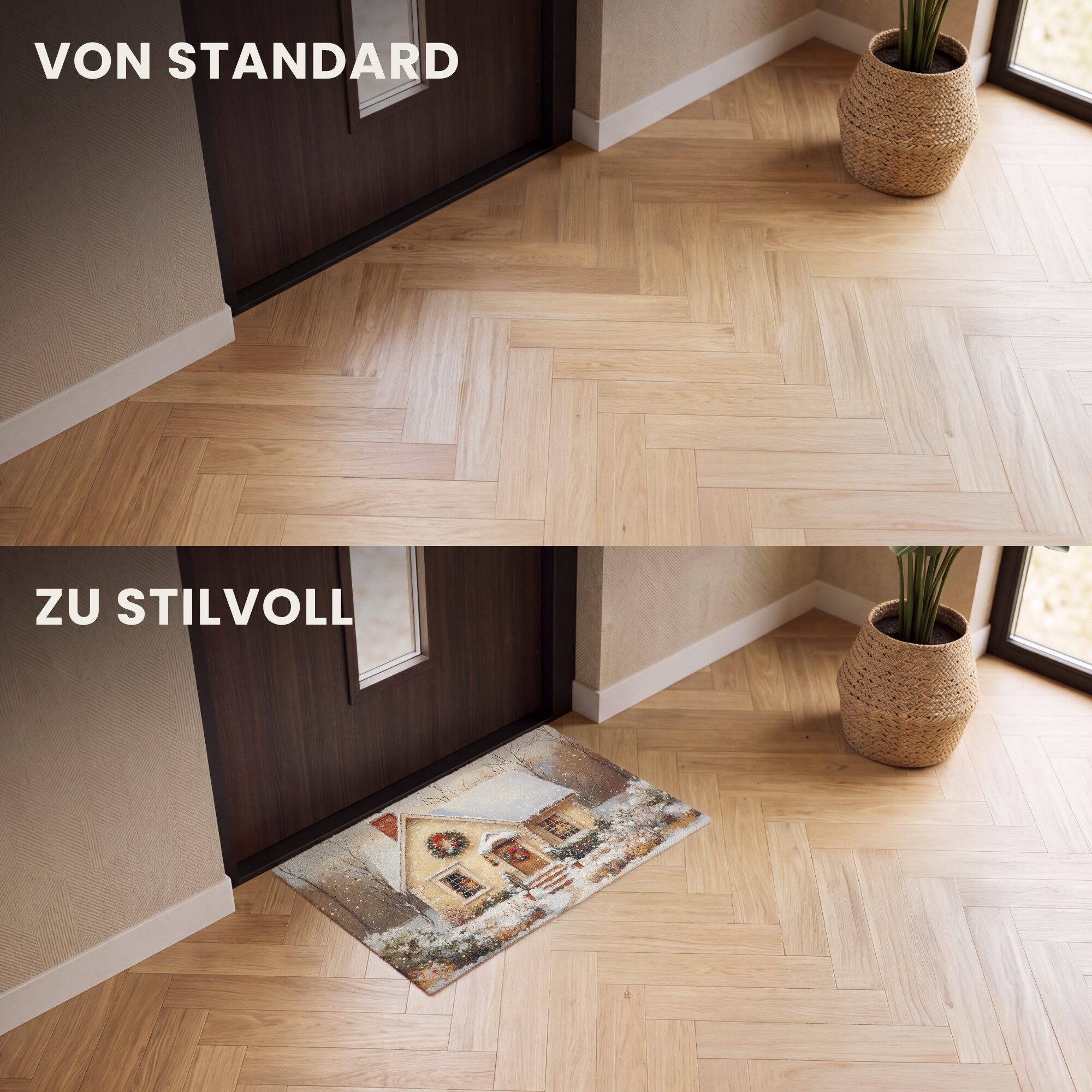 MuchoWow Fußmatte Weihnachten - Zuhause - Winter - Schnee, Rechteckig, innen Schmutzfangmatte, Tür, Schmutzfänger Flur, Teppich 60x40 cm – Bild 3 von 5
