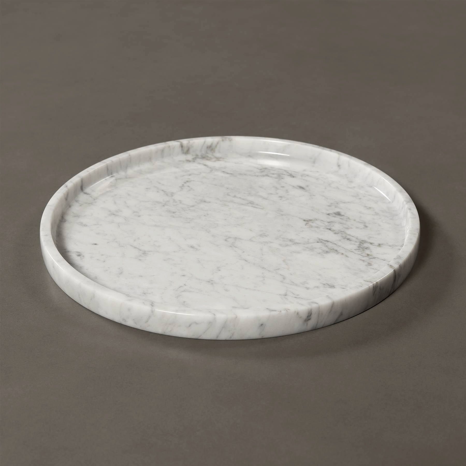 MAGNA Atelier Dekoobjekt ZÜRICH mit ECHTEM MARMOR, Serviertablett rund, Käseplatte, Tablett, 30x30x2cm Bianco Carrara