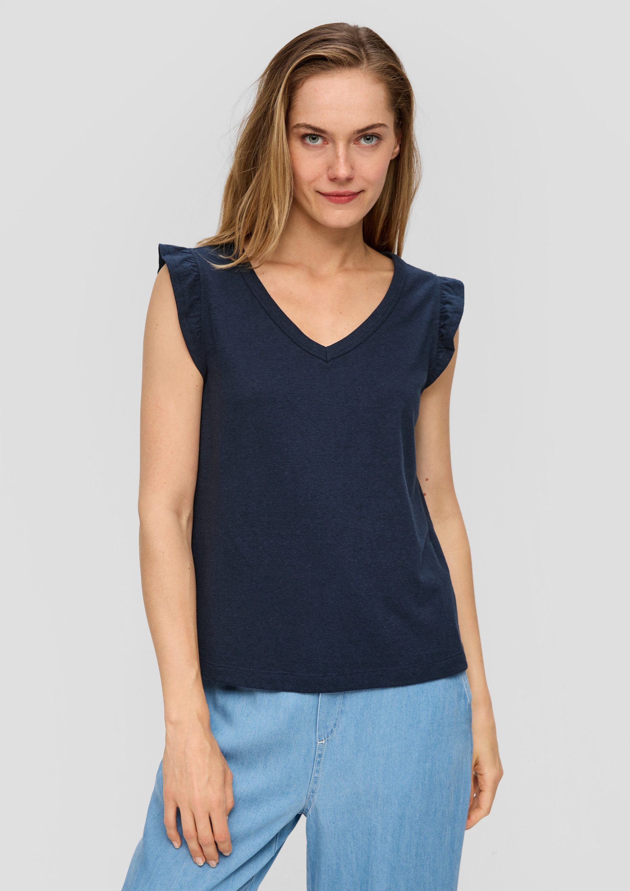 s.Oliver Muscleshirt T-Shirt Ärmelloses Shirt aus Baumwollmix mit Volants günstig online kaufen