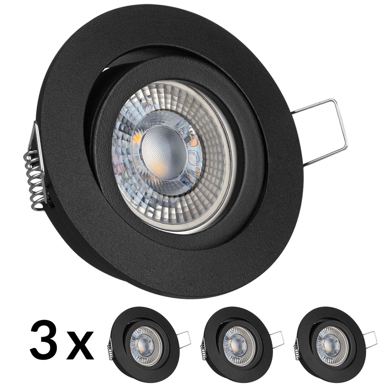 L LED 3W Set LEDANDO Einbaustrahler LED von in extra mit flach schwarz RGB 3er LED Einbaustrahler