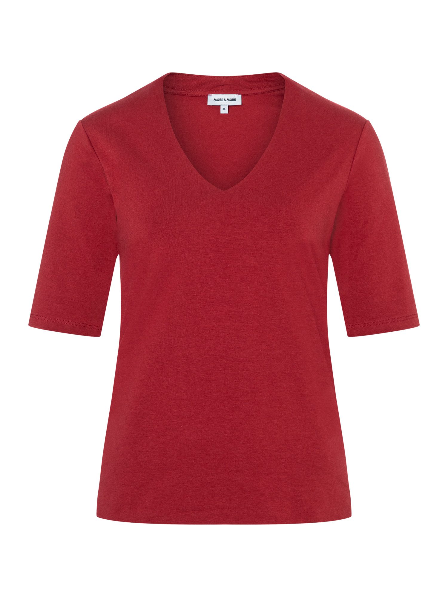 MORE&MORE Kurzarmshirt klassisches T-Shirt, gedoppeltes Vorderteil