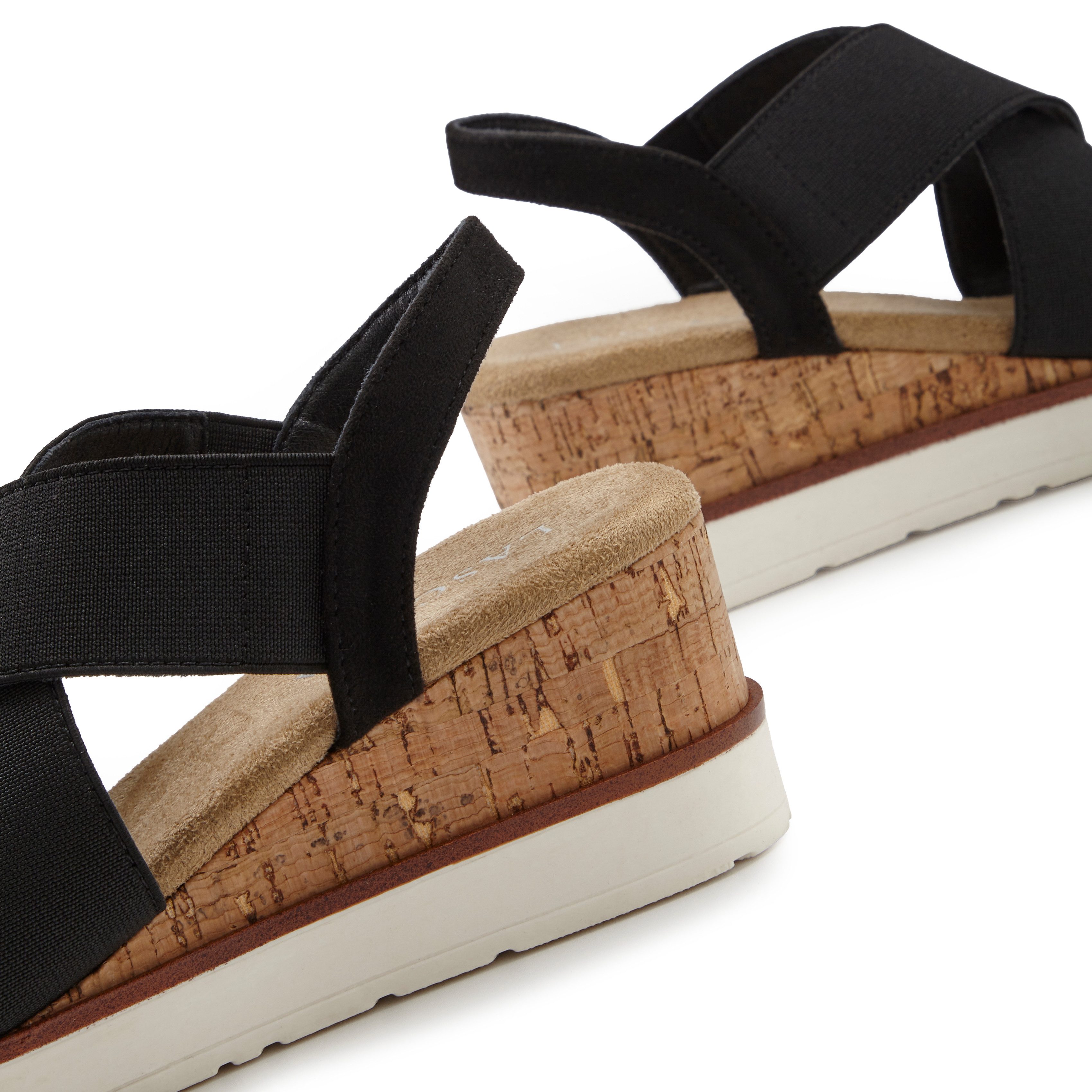 LASCANA Sommerschuh, offener Schuh, Sandale, Keilsandalette, Sandalette mit elastischen Riemchen VEGAN