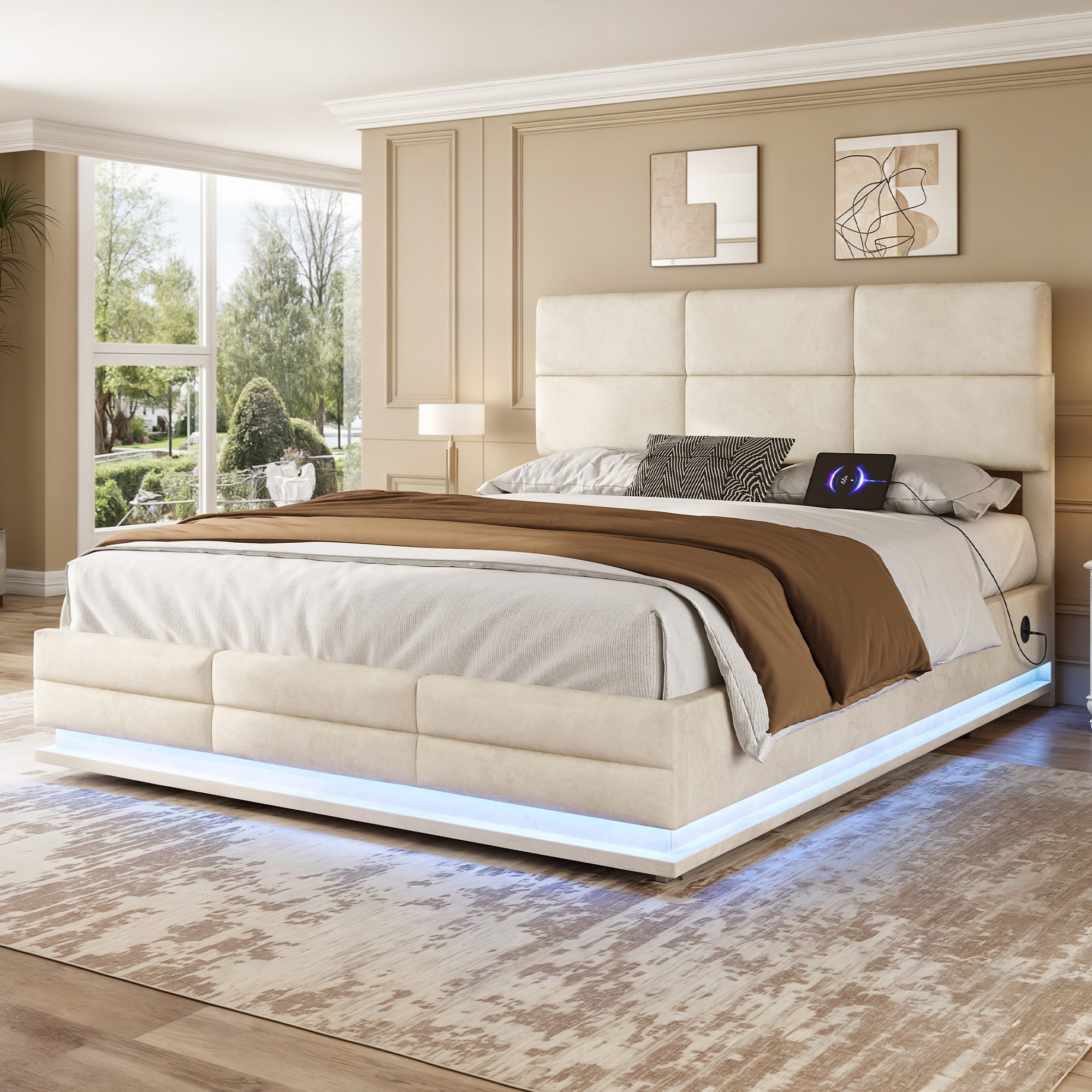OKWISH Polsterbett Doppelbett Stauraumbett mit Lattenrost günstig online kaufen