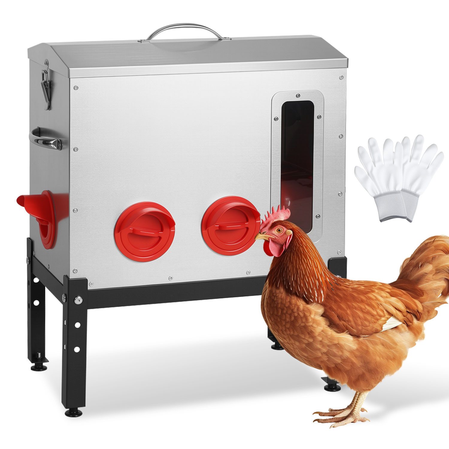 Clanmacy Futterautomat Geflügelfutterautomat 40 lb 18 kg mit 6 Futteröffnungen verzinkt von Clanmacy