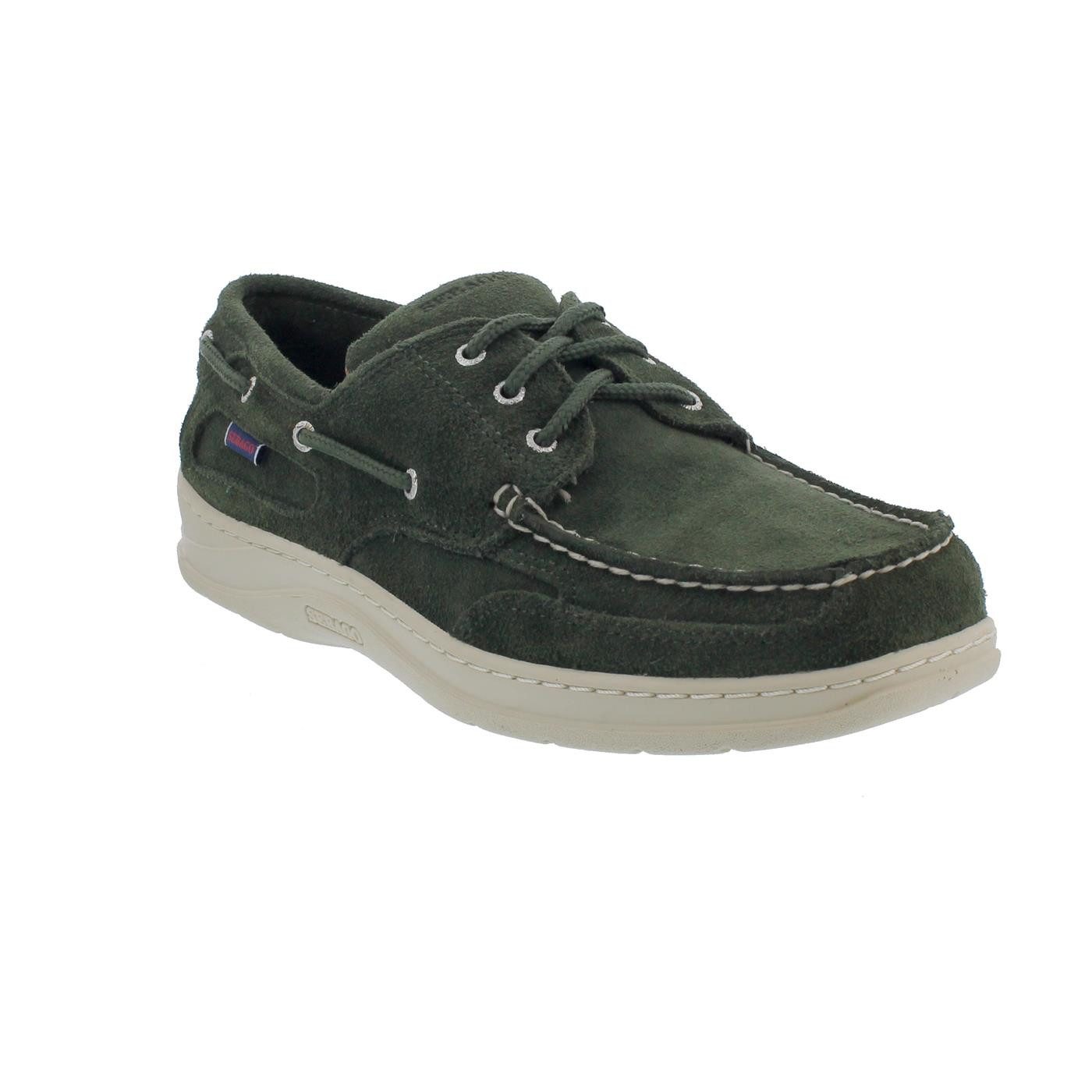 Sebago Sebago Scotty, Veloursleder, Green, Wechselfußbett, 71131QW-909 Bootsschuh