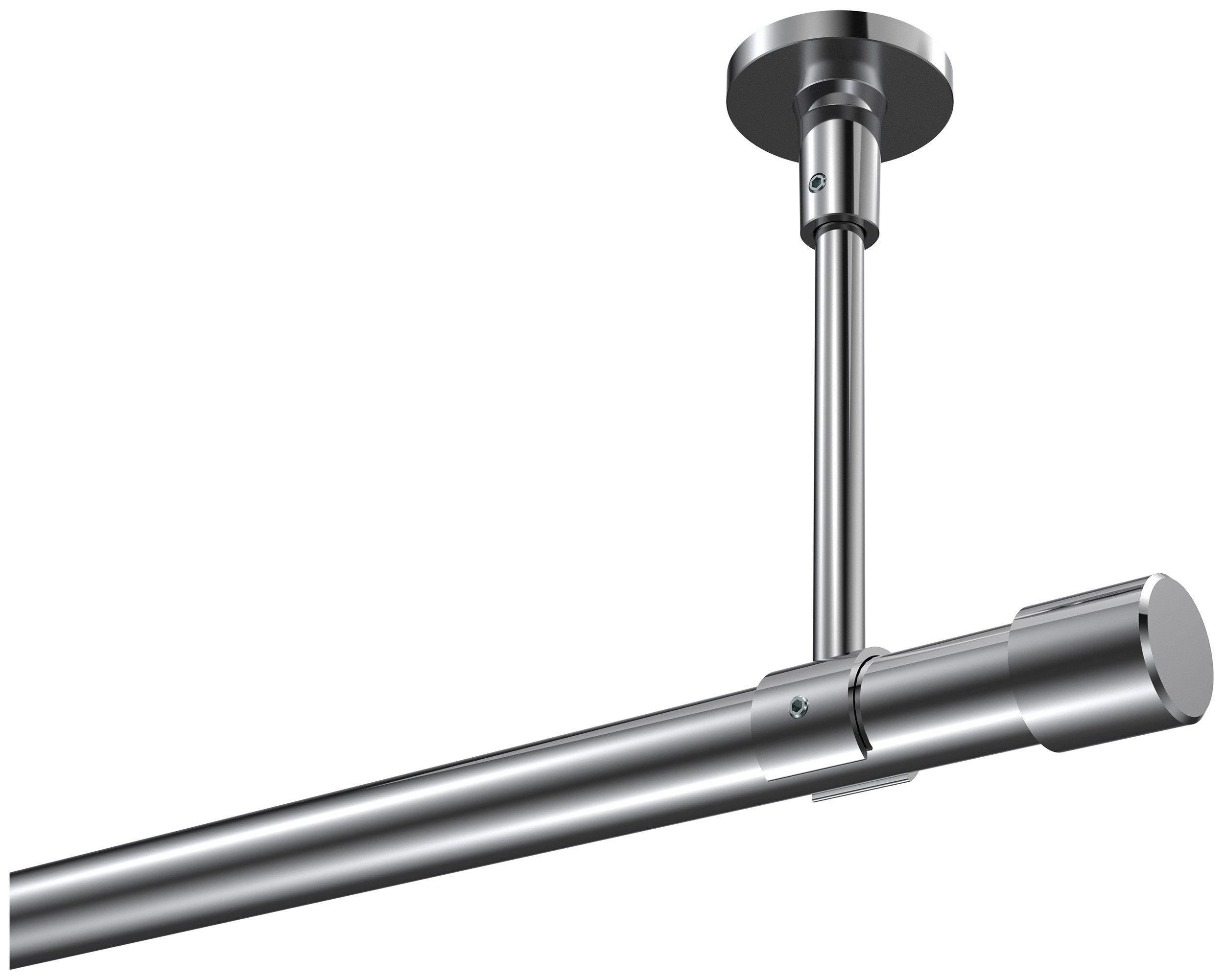 INTERDECO Gardinenstange Sonette Santo, Ø 20 mm, 1-läufig, Fixmaß, kürzbar, Deckenmontage, Metall, Chrom