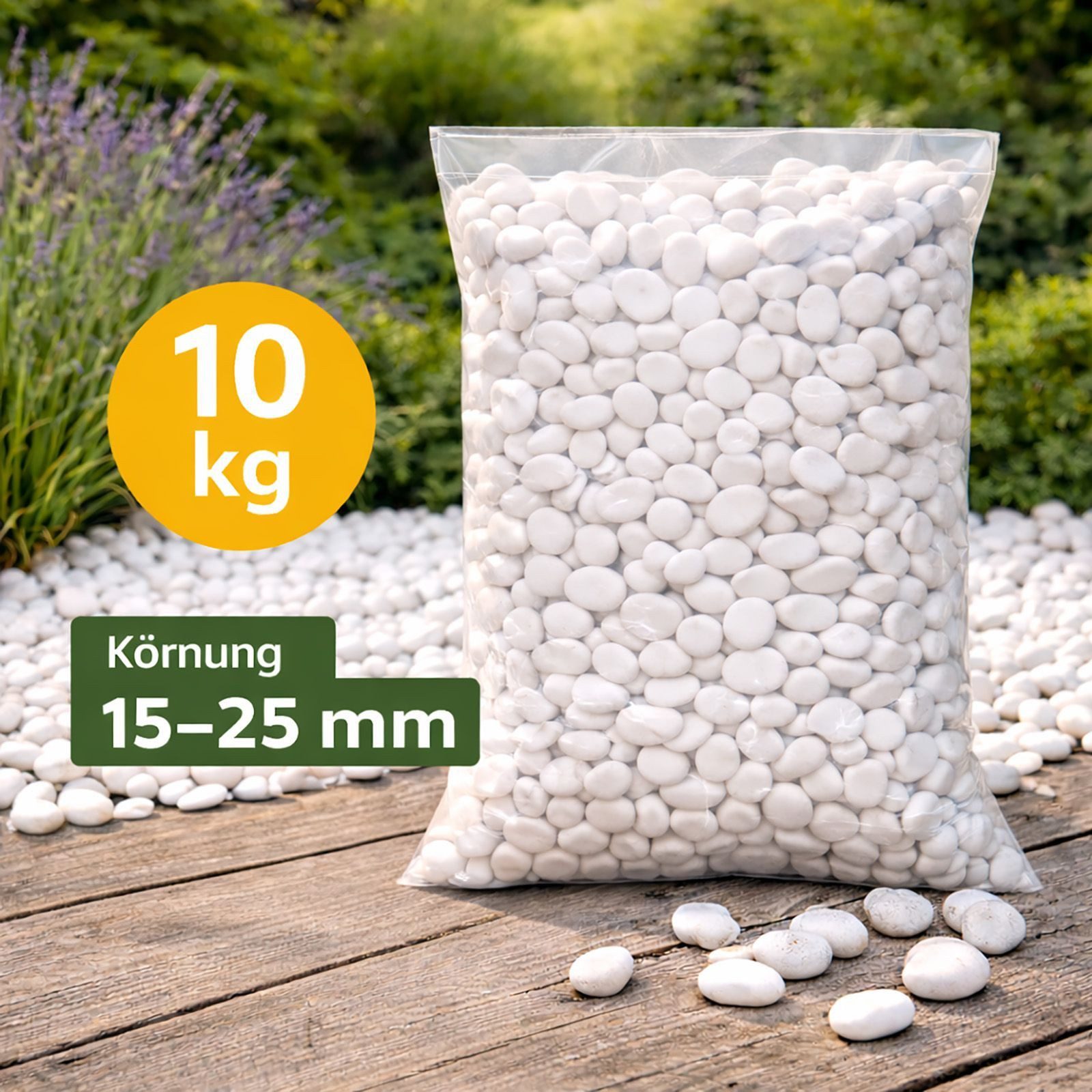 BURI Zierkies Marmorkies 15-25mm Carrara Weiß Gartenkies Zierkies Marmor Gartendeko