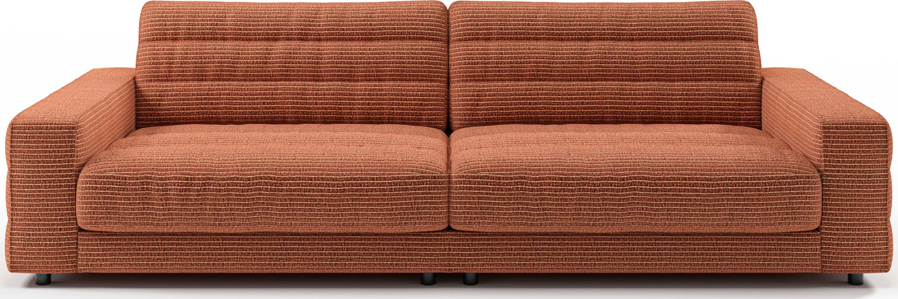 3C Candy Big-Sofa Stripes, Lose Rückenkissen, mit feiner Quersteppung rost