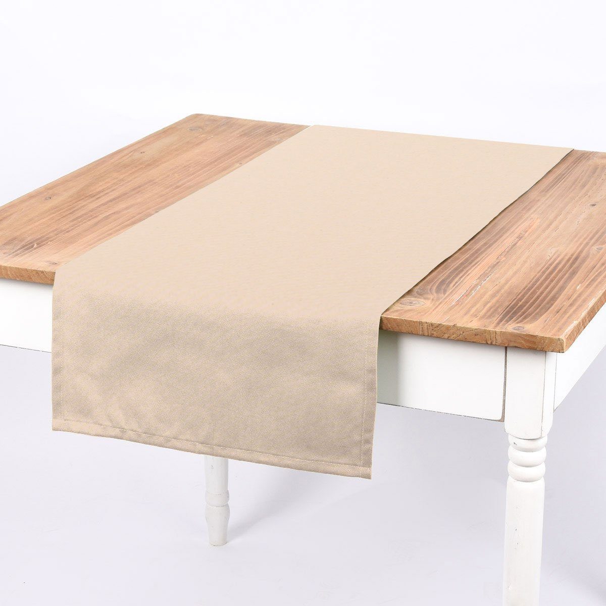 Tischläufer SCHÖNER LEBEN. Tischläufer Leinenlook uni creme 40x160cm