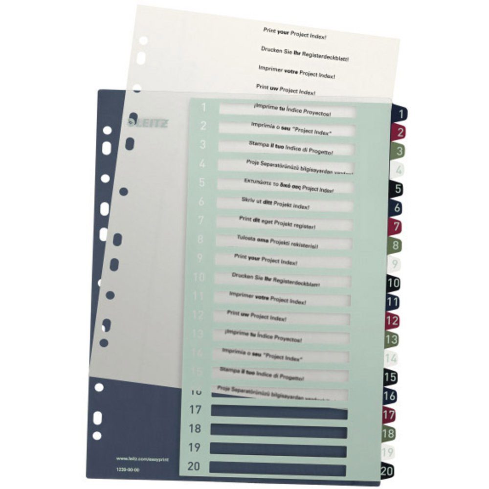 LEITZ Aktenordner Leitz 1239 Style Register DIN A4 1-20 Polypropylen Mehrfarbig 20 Regis