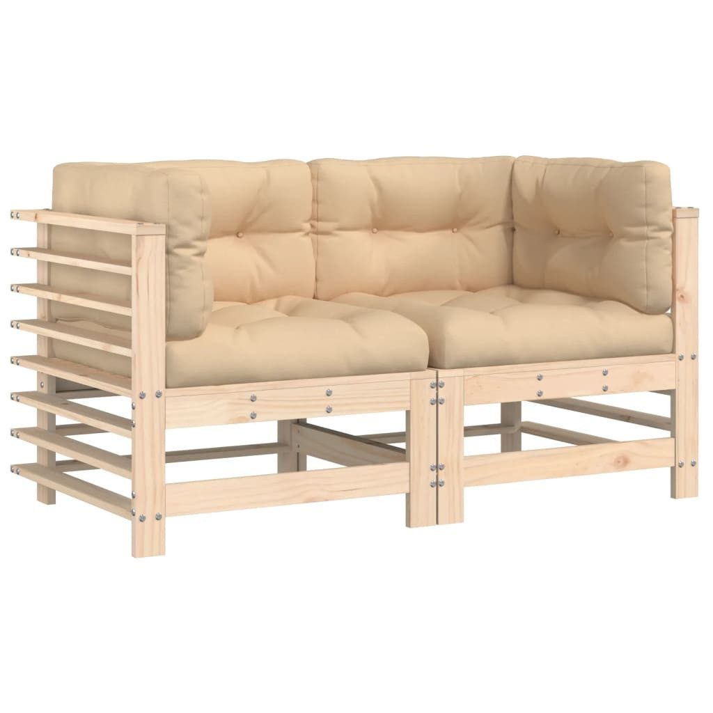 vidaXL Gartenlounge-Eckteil, Ecksofas mit Kissen 2 Stk. Massivholz Kiefer