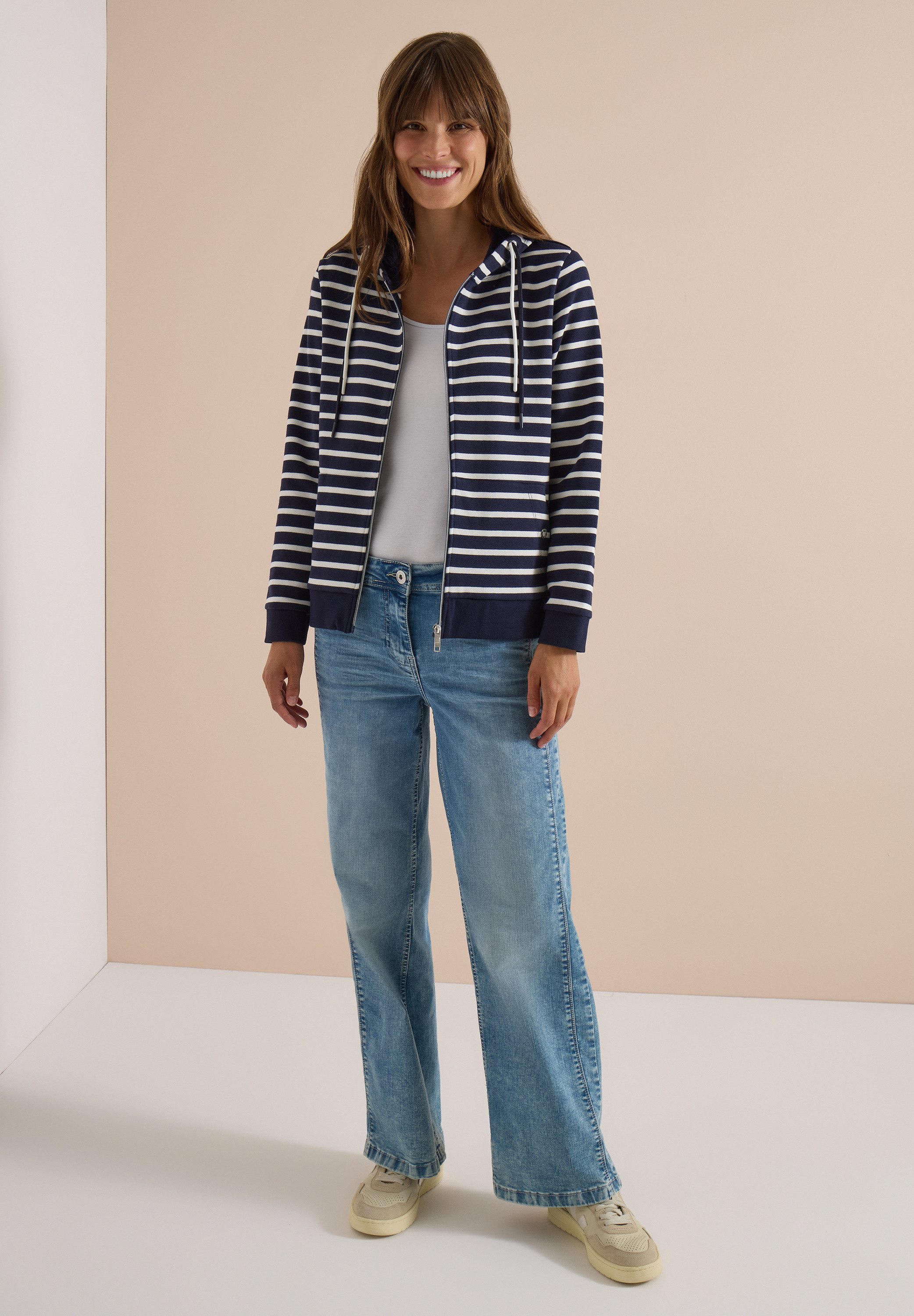 CECIL Langarmshirt mit Kapuze mit Tunnelzugband