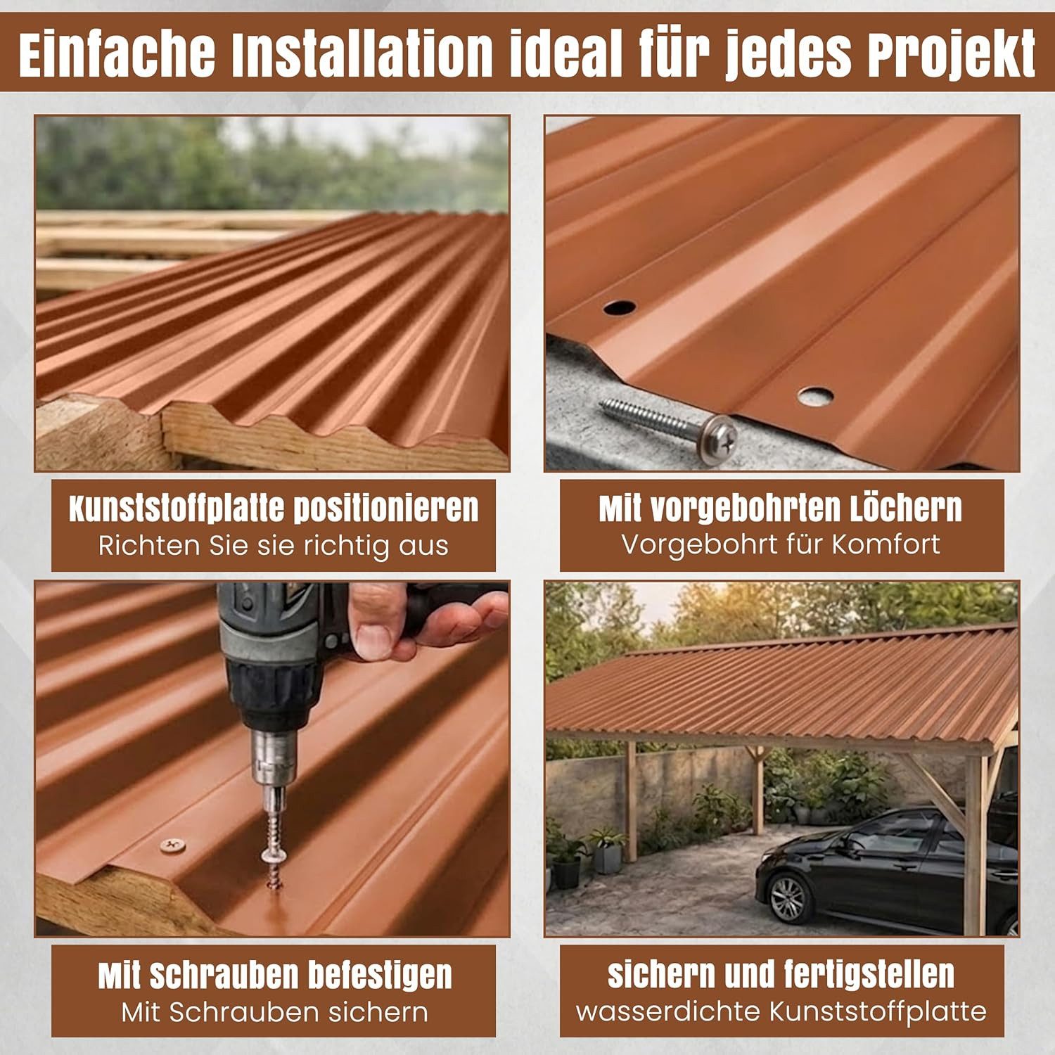 LP projekt Wellplatte Dach Kunststoff – Wetterfest & Langlebig für Überdachung, 1,2 mm, 10,53 m², (10-St., Einzelplatte oder 1er-/5er-/10er-Set), 90x117 cm Well – Bild 5 von 5