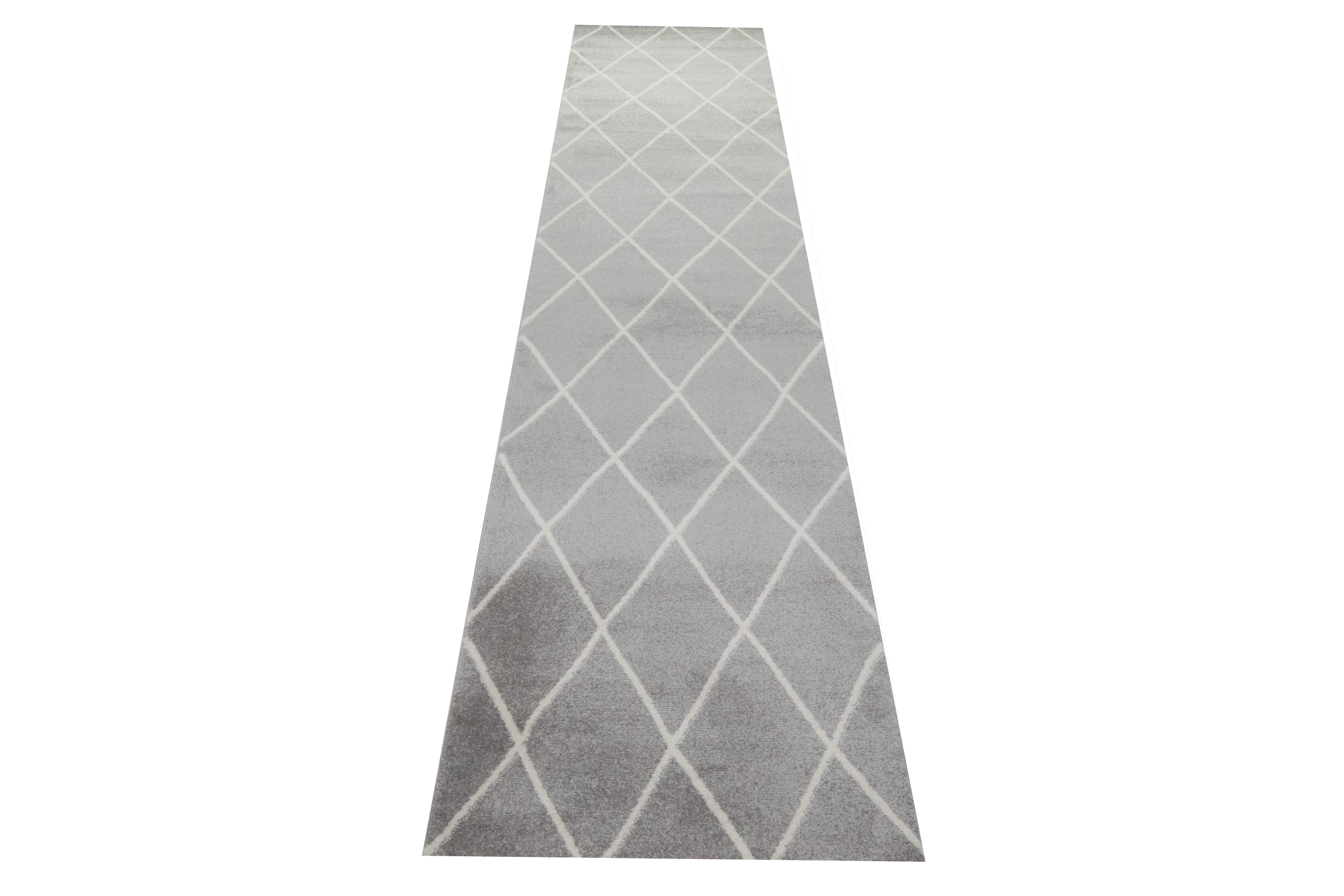 Carpetia Teppich Wohnzimmerteppich Rautenmuster creme weiß grau pflegeleicht, rechteckig, Höhe: 8 mm