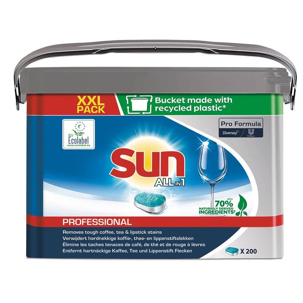 Sun Geschirr SUN 101109062 Geschirrreiniger-Tabs Prof.All in 1 200 Tabs Eimer SUN