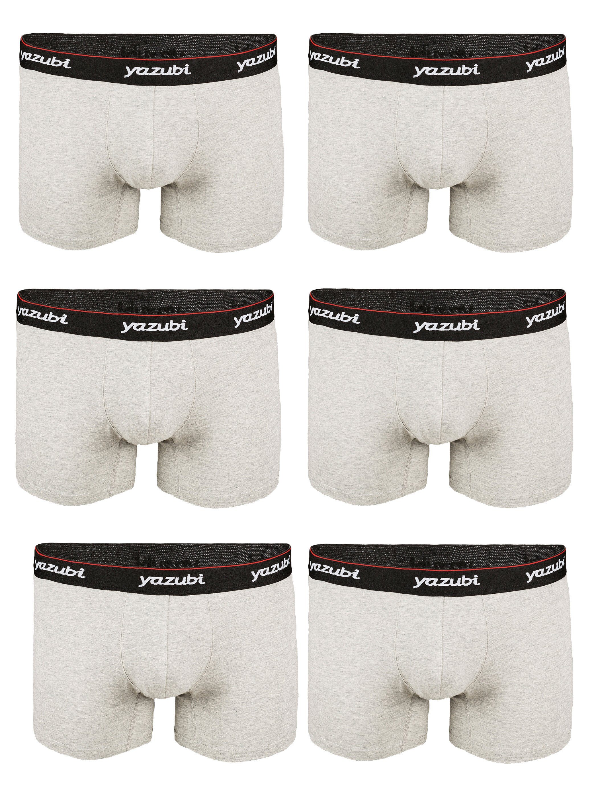 - (145002)) bequeme 6er-Pack) Unterhosen 6-Pack Basic (Spar-Packung, Yazubi (grey im long 6-St., Boxershorts Yazubi Grau Trunks melange Baumwoll