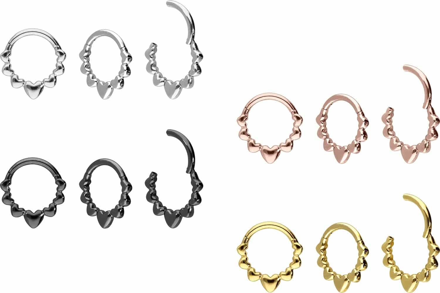 PIERCINGLINE Nasenpiercing Titan Segmentring Clicker HERZEN Ohrpiercing Sep günstig online kaufen