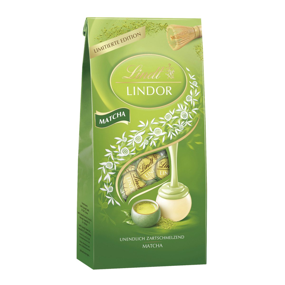 LINDT Schokolade, Lindt Lindor Matcha Tee Kugeln Weiße Schokolade Packung 137g