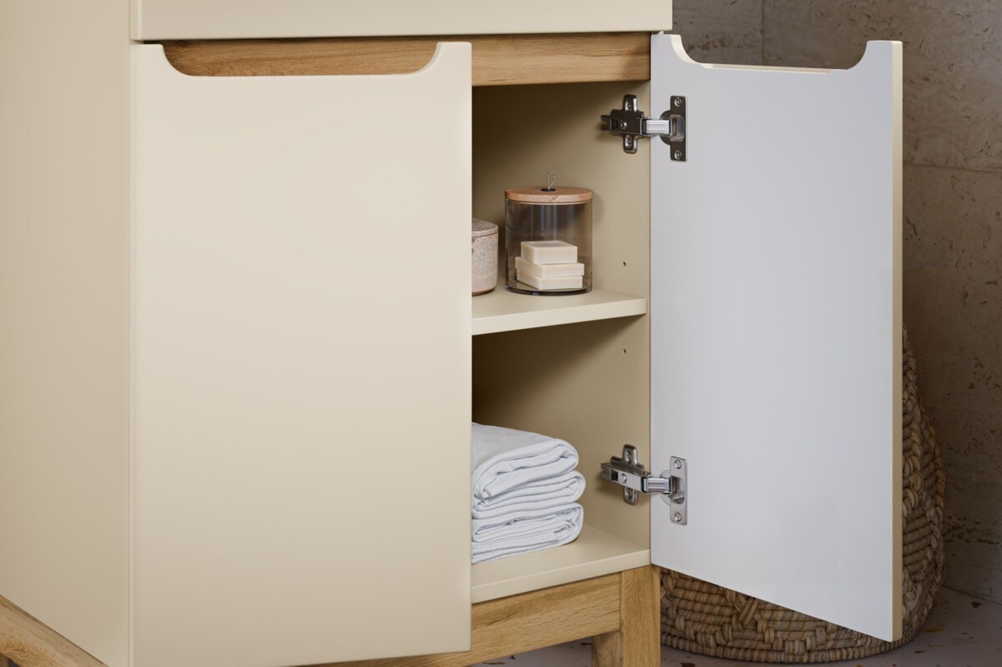 99rooms Badezimmer-Set Argentat, (Badmöbel-Set, 2-teilig), Hochschrank und Unterschrank, wahlweise mit oder ohne Waschbecken