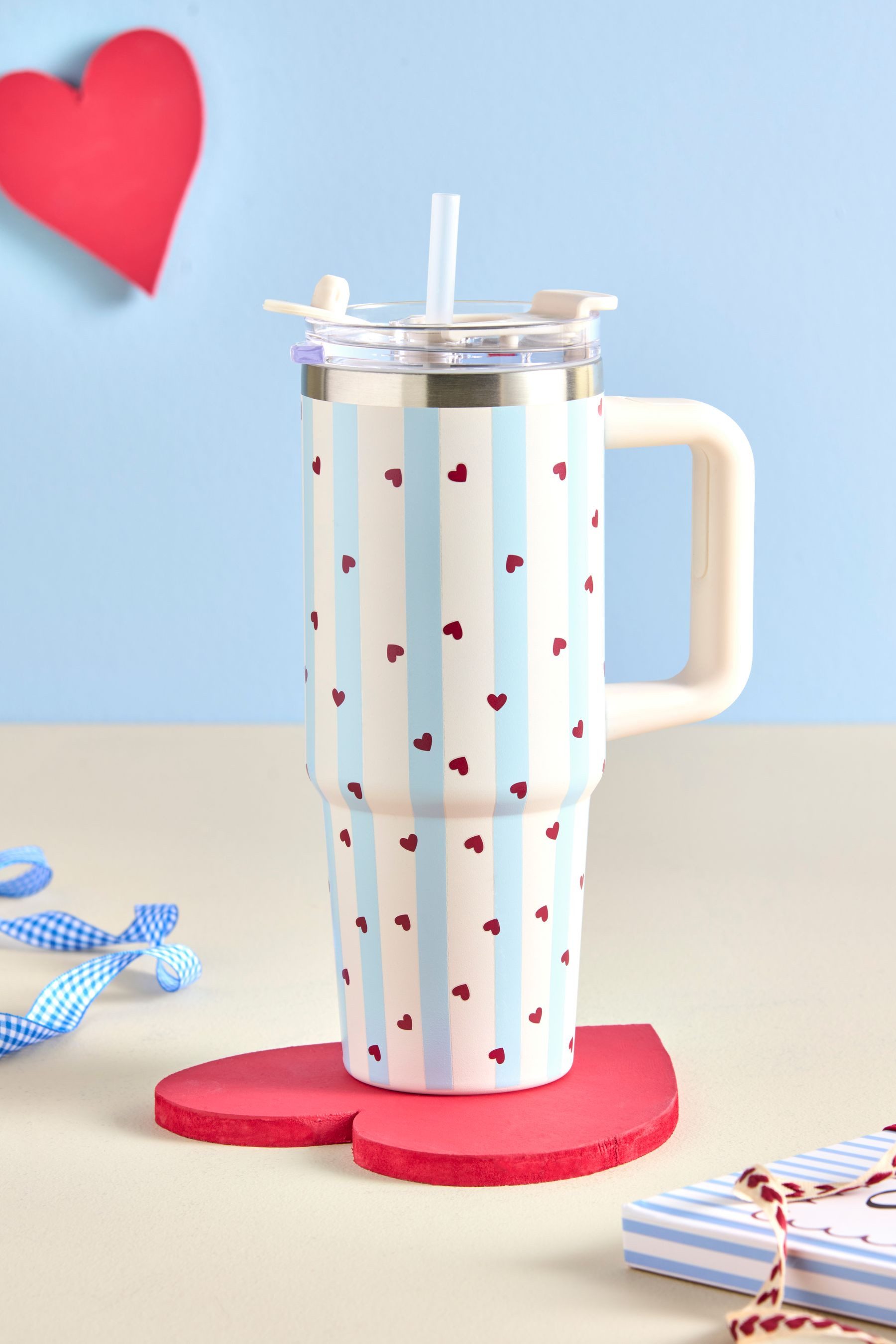 Next Trinkflasche 900 ml Edelstahl-Wasserflasche mit Streifen,- Love
