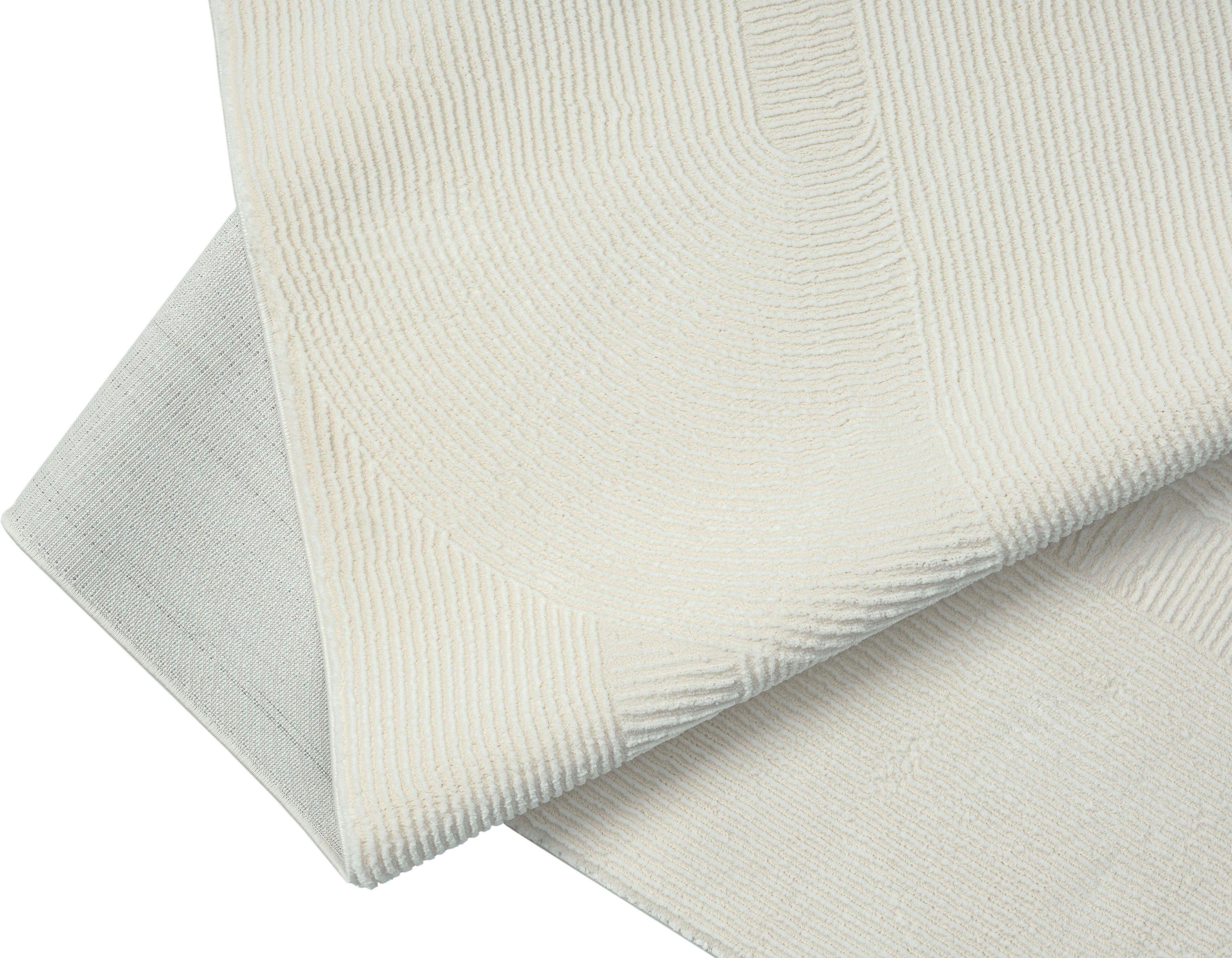 merinos Teppich Sign 1904, rechteckig, Höhe: 12 mm, Hoch Tief Struktur, Geometrisch, 100% recyceltem Polyester, Wohnzimmer