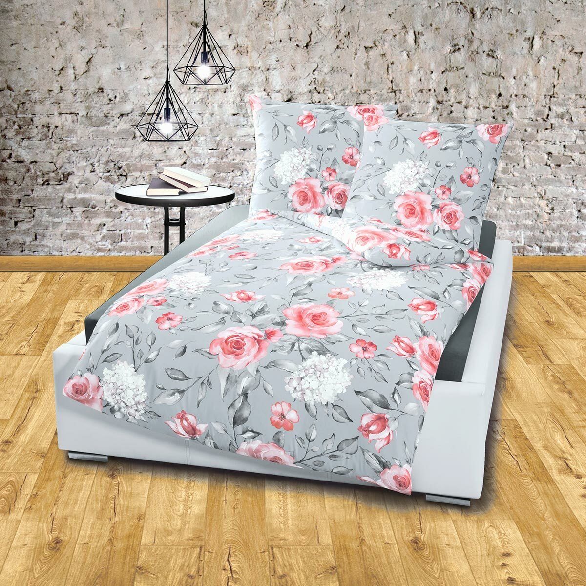 TRAUMSCHLAF Bettwäsche Rosentraum, Biber, 2 teilig, kuschelige Feinbiber Qualität