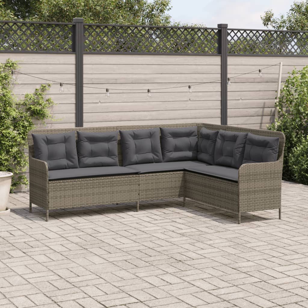 vidaXL Loungesofa Gartensofa in L-Form mit Kissen Grau Poly Rattan, 1 Teile günstig online kaufen