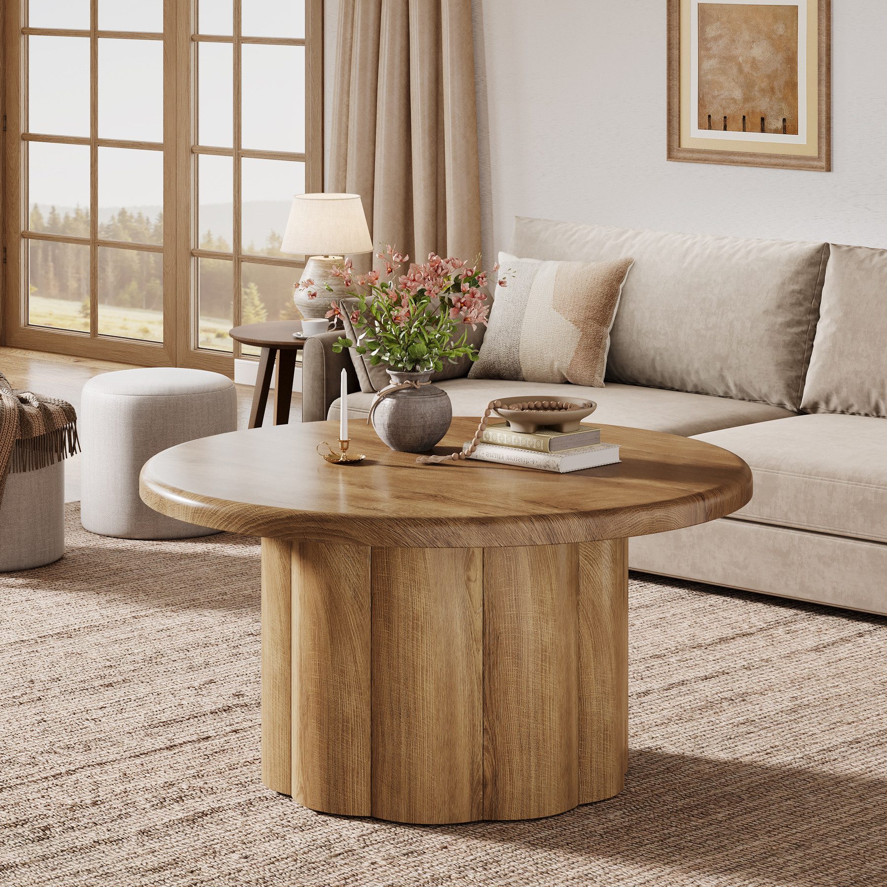 Tribesigns Couchtisch 80 cm runder Couchtisch günstig online kaufen